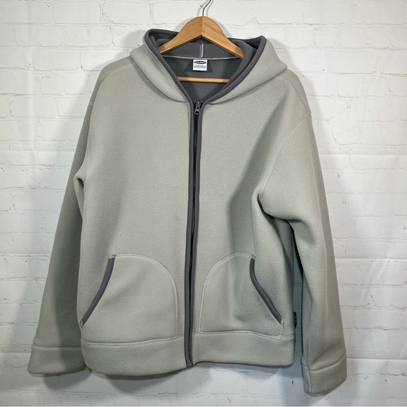 Old Navy Full Zip Hooded Fleece Jacket Mens Size Large Gray Thick Pockets - Picture 1 of 10
